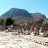 Lechaion Road in Corinth with Acrocorinth in Background